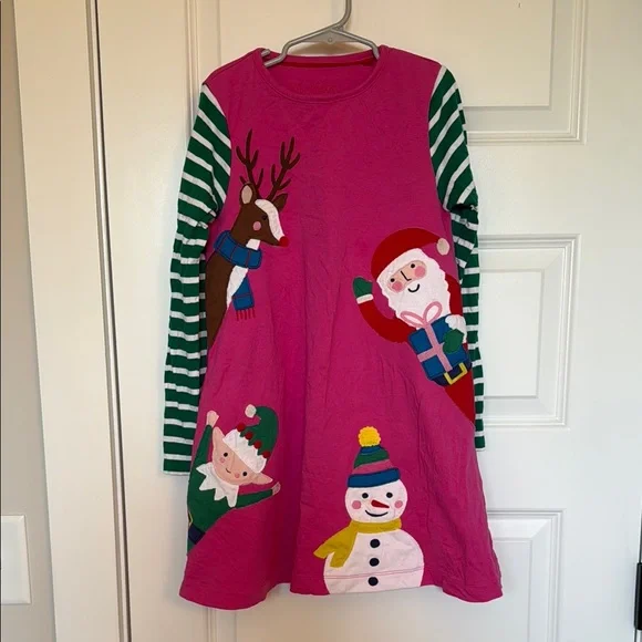 Mini Boden | Dresses | Mini Boden Pink Long Sleeve Christmas Dress |  Poshmark